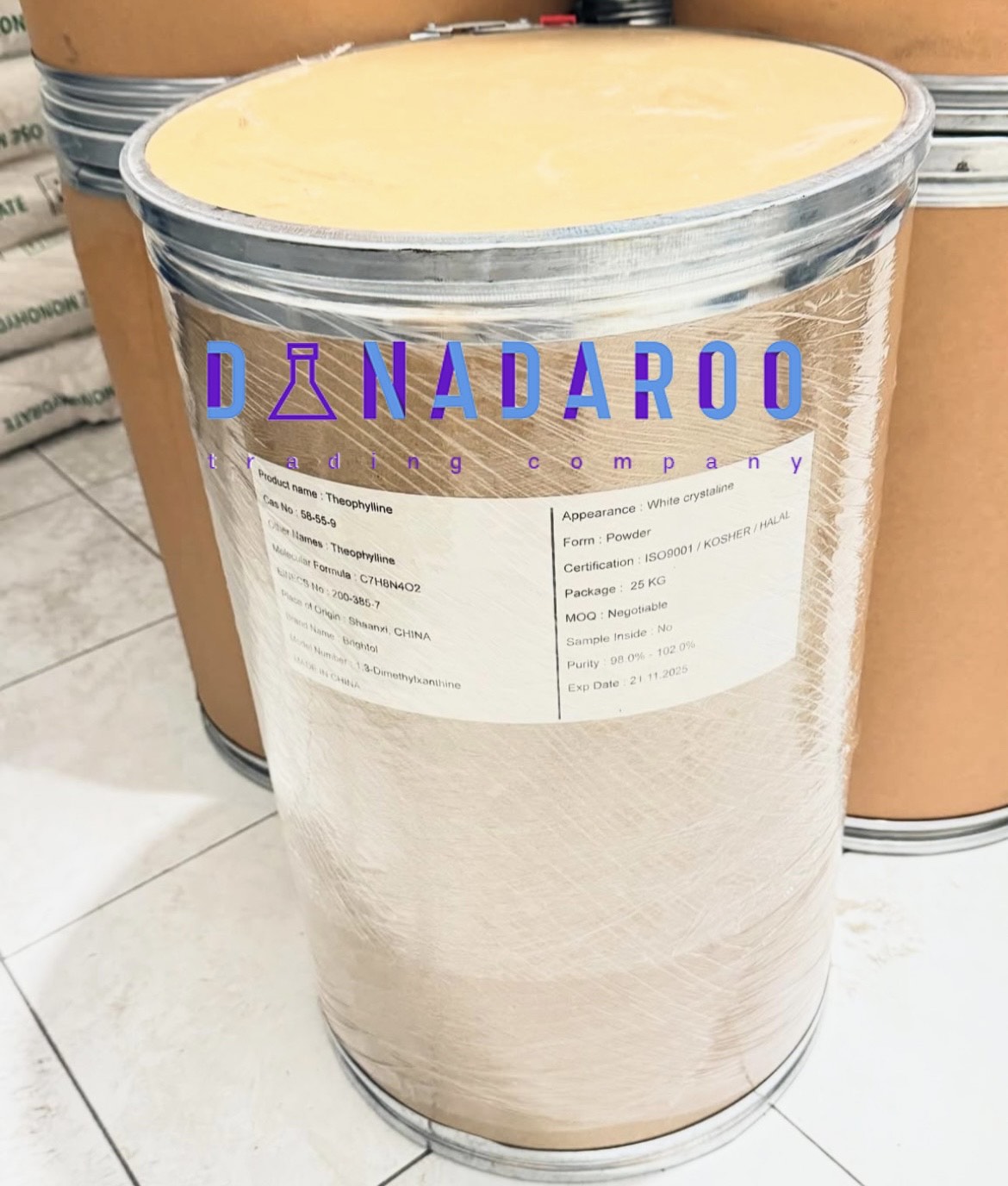  پودر تئوفیلین (Theophylline) حجم 25 کیلوگرم